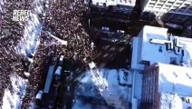 Imágenes aéreas de las multitudinarias protestas en Ottawa