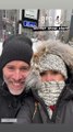 Laeticia et Jalil Lespert à New York, en pleine tempête de neige, le 29 janvier 2022.