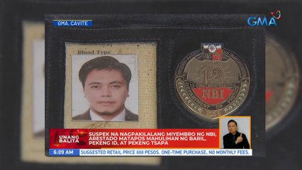Nagpakilalang miyembro ng NBI, arestado matapos mahulihan ng baril, pekeng ID, at pekeng tsapa | UB