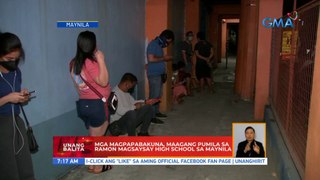 Mga magpapabakuna, maagang pumila sa Ramon Magsaysay High School sa Maynila | UB
