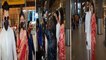 Mouni Roy शादी के बाद पति Sooraj Nambiar संग बनारसी साड़ी पहन लौटी मुंबई; Watch video | FilmiBeat