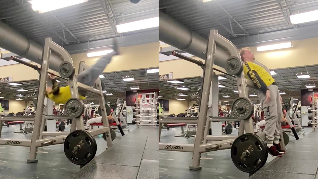 'Parkour fanatic has an extreme close call while trying a stunt at gym '