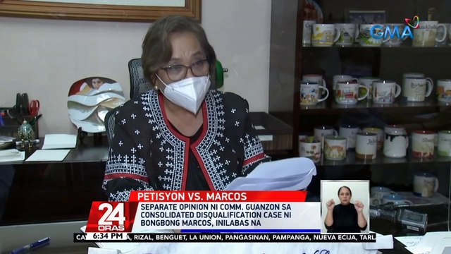 Separate opinion ni Comm. Guanzon sa consolidated disqualification case ni Bongbong Marcos, inilabas na | 24 Oras