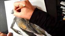 Drawing 3D GODZILLA - How to Draw 3D MONSTER - Trick Art on Paper - VamosART