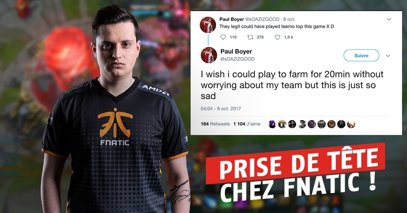 League of Legends : le ton monte chez Fnatic après les 3 défaites de suite