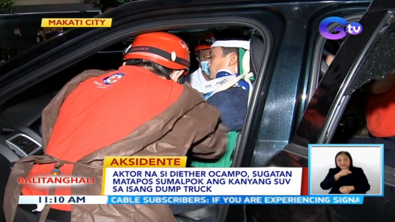 Aktor na si Diether Ocampo, sugatan matapos sumalpok ang kanyang suv sa isang dump truck | BT