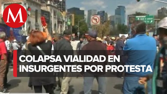 Policías jubilados protestan en avenida Insurgentes de la CdMx