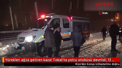 Tokat'ta yolcu otobüsü devrildi