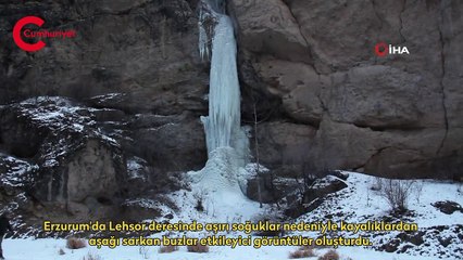 Sibirya soğukları Erzurum'da buzdan şelaleler oluşturdu