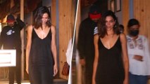 Deepika Padukone Steps Out For Dinner In A Black Slip Dress And Black Pointed-Toe Heels