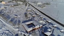 (DRONE) Ambarköy Açık Hava Müzesi kar yağışıyla beyaza büründü