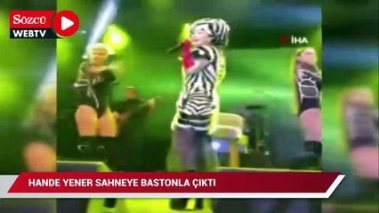 Ayak parmağını kıran Hande Yener, bastonla sahneye çıktı