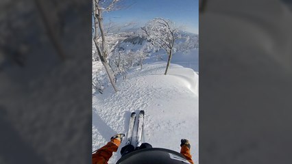 'Skier DRAMATICALLY falls in a puff of snow after going 'out of line' '