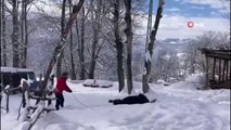 Atın kar sevinci kameralara böyle yansıdı