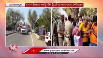 BJYM Activists Block Minister Vemula Prashanth Reddy Convoy | Mancherial | V6 News