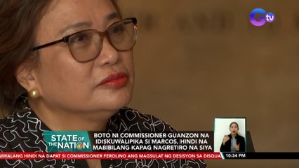 Boto ni Commissioner Guanzon na idiskuwalipika si Marcos, hindi na mabibilang kapag nagretiro na siya | SONA
