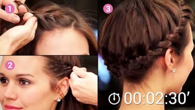 Dieser Kranzzopf hat großen Stil. Er ist perfekt für mittellanges Haar.