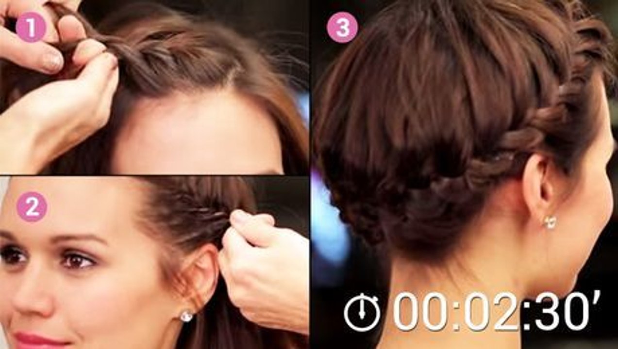 Dieser Kranzzopf hat großen Stil. Er ist perfekt für mittellanges Haar.