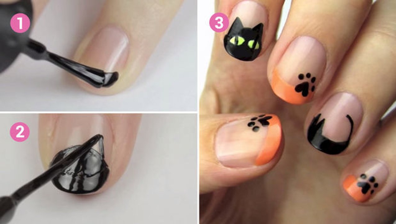 Machen Sie eine niedliche Nail-Art für Halloween.