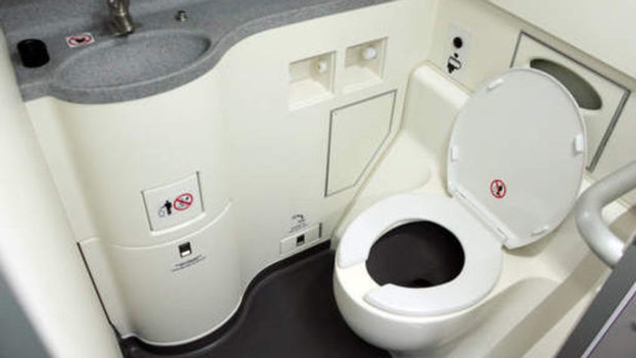 Was passiert eigentlich, wann man an Bord eines Flugzeuges die Toilettenspülung betätigt?