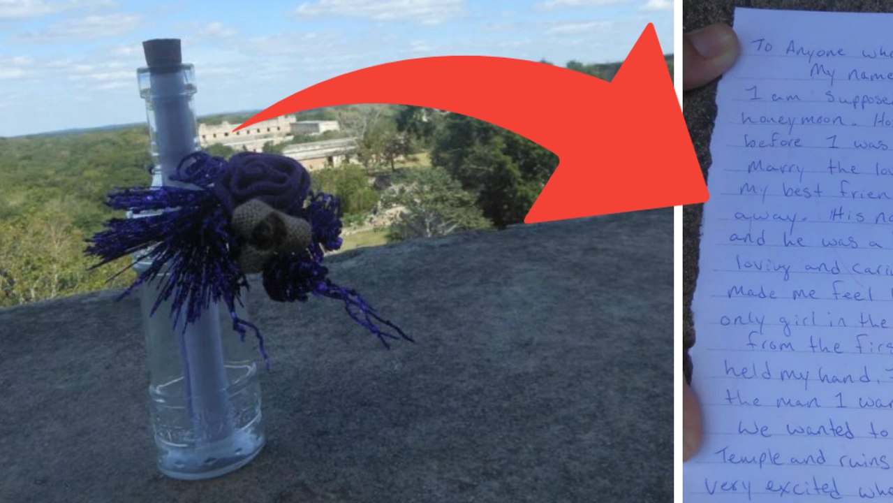 Er klettert auf einen Maya-Tempel und findet diese bewegende Nachricht