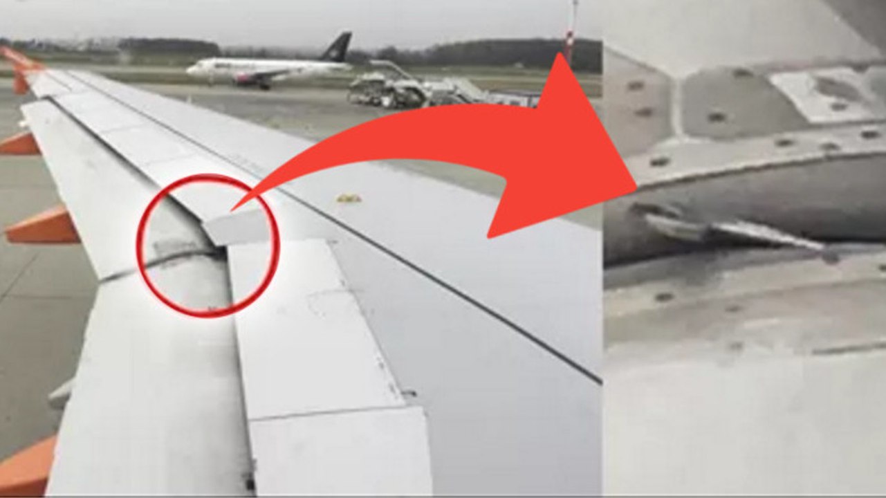 Einem aufmerksamen Passagier an Bord eines Flugzeugs fällt ein ungewohntes Objekt am Flügel auf