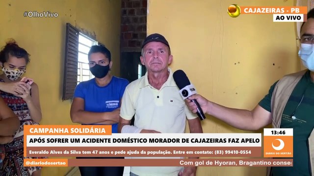 Trabalhador quase perde o b braço em acidente doméstico e faz apelo por alimentação e ajuda financeira