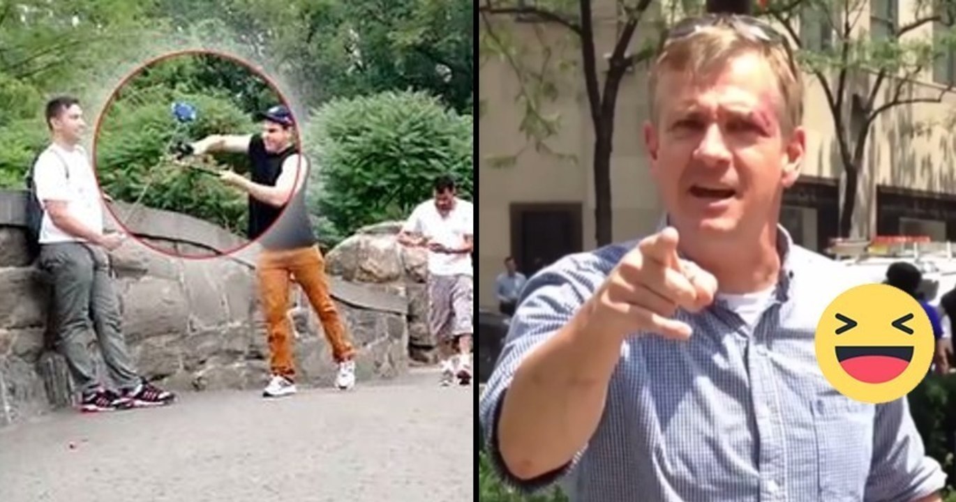 Dieser junger Mann amüsiert sich, indem er Selfie-Sticks von Touristen mit einer Gartenschere durchschneidet!