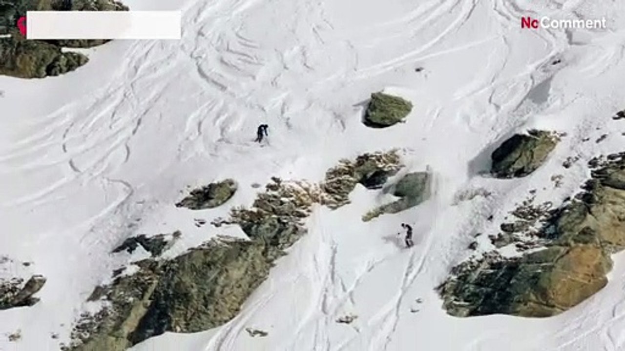 Unique parallel freeride event at the Corvatsch North Face in Silvaplana, Switzerland