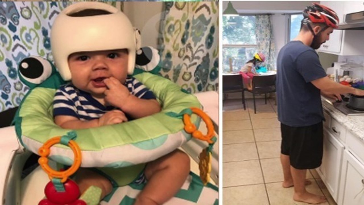 Die ganze Familie trägt zu Hause einen Helm! Der Grund dafür ist herzerwärmend!