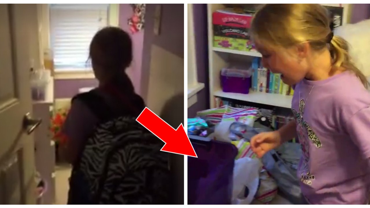 Mädchen entdeckt kleines Kätzchen in ihrem Zimmer