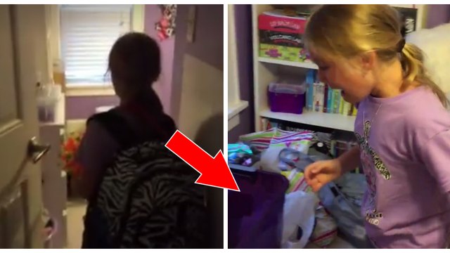 Mädchen entdeckt kleines Kätzchen in ihrem Zimmer