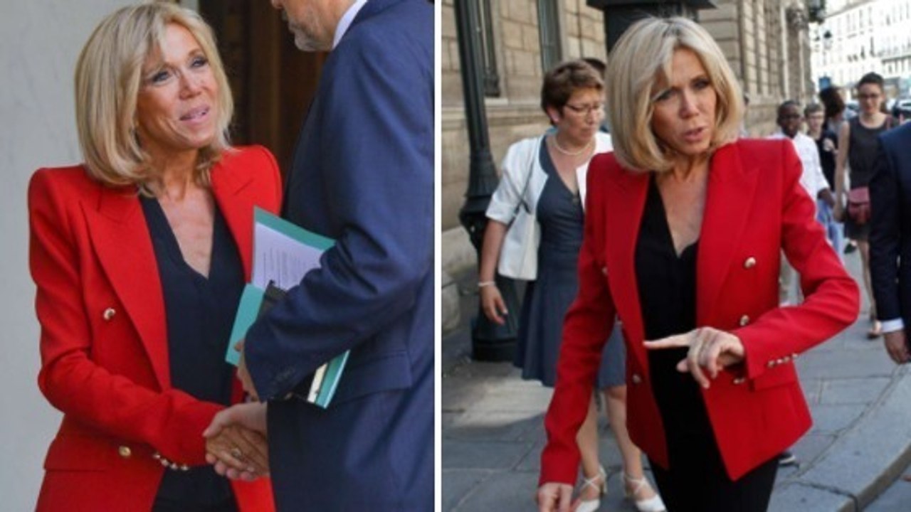 Brigitte Macrons neuer Look mit schulterbetonten Blazern