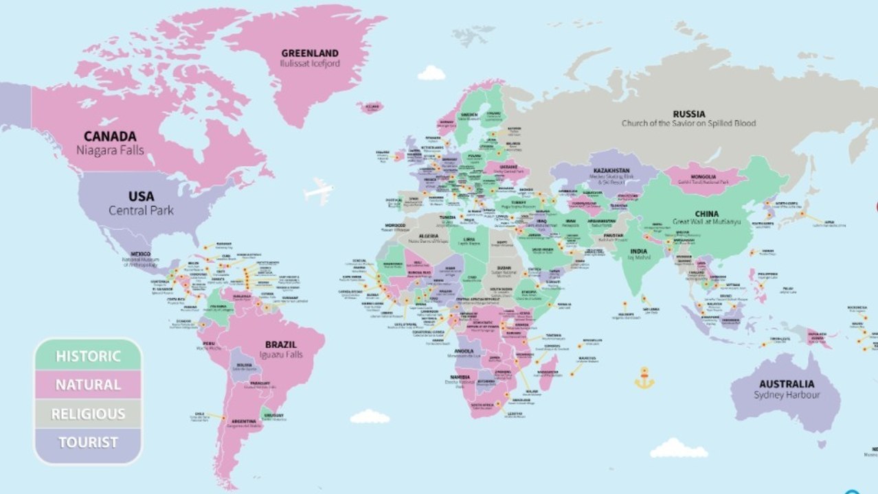 Geniale Weltkarte zeigt dir die besten Sehenswürdigkeiten aller Länder der Welt auf einen Blick