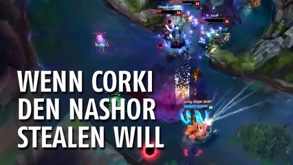 Download Video: League of Legends: Wenn Corki im 1 gegen 5 den Steal von Nashor wagt