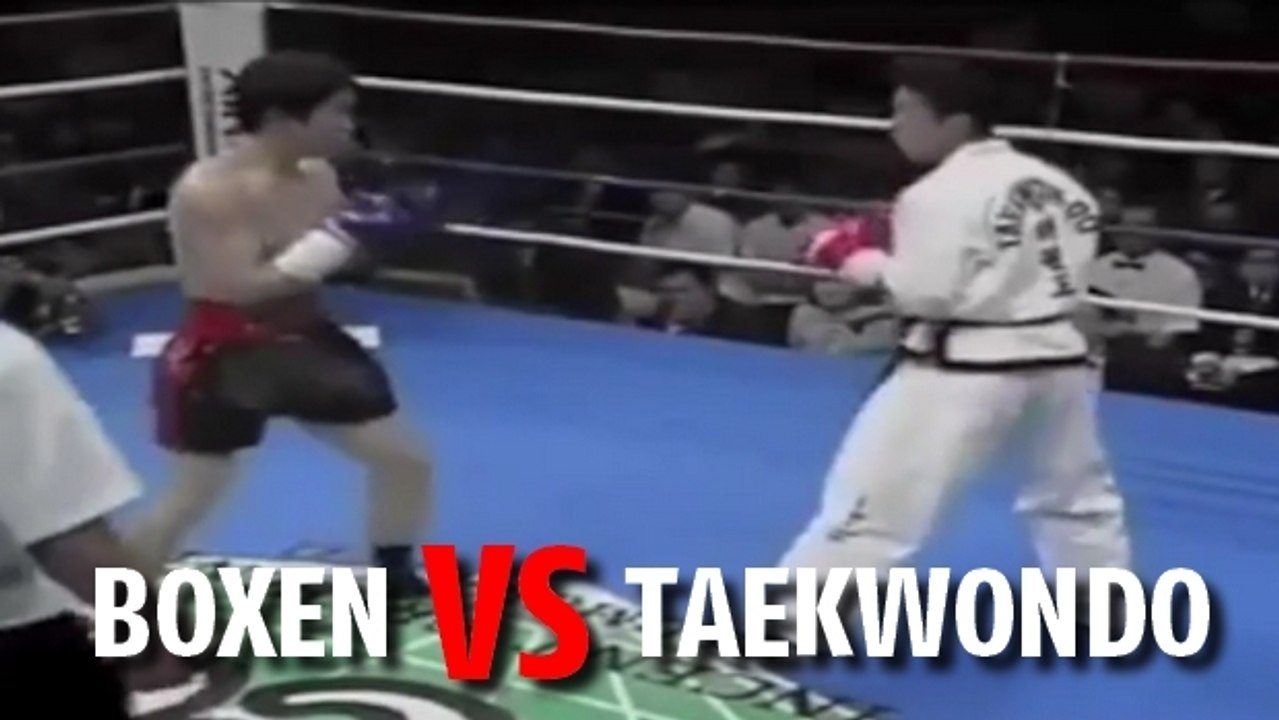 Ein Boxer trifft auf einen Taekwondo-Kämpfer: Wer ist stärker?