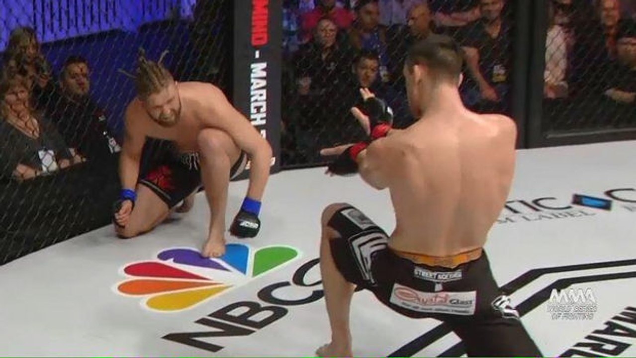 MMA-Kämpfer macht Kamehameha, bevor er seinen Gegner K. o. schlägt