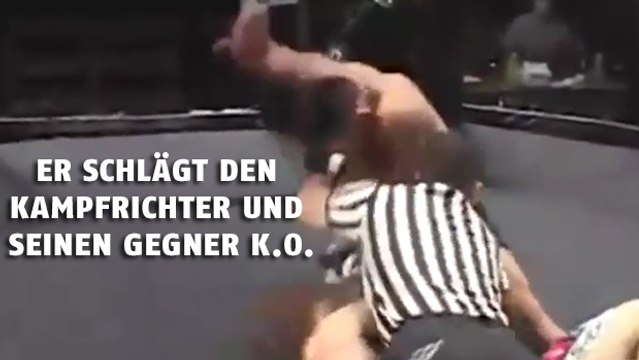 Dieser verrückte Boxer hat keine Gnade für seinen Gegner und schlägt zusätzlich den Kampfrichter K.O.