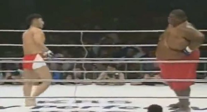 Ein Sumo-Kämpfer von 272 kg gegen einen MMA-Kämpfer von 76 kg. Wer wird gewinnen?