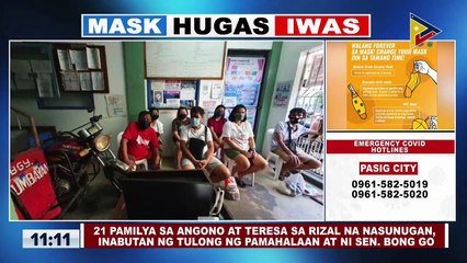 21 pamilya sa Angono at Teresa sa Rizal na nasunugan, inabutan ng tulong ng pamahalaan at ni Sen. Bong Go