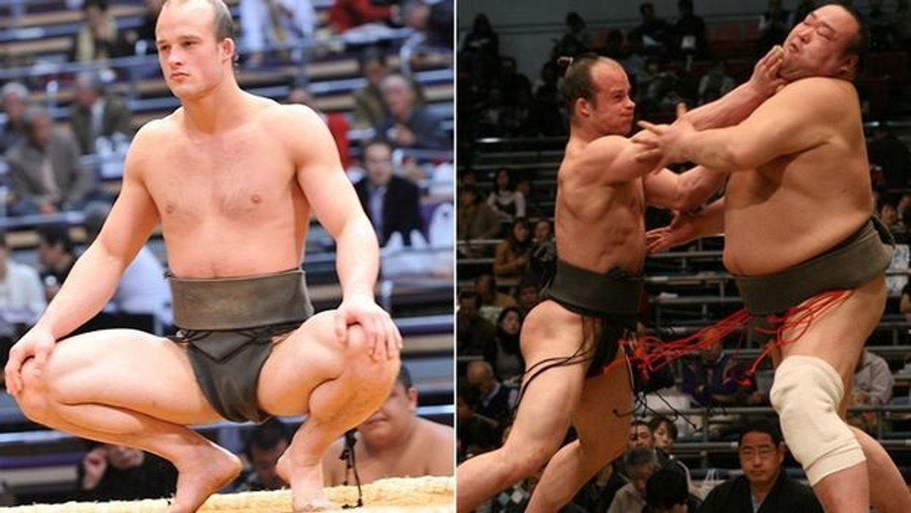 Ein Judoka schlägt die schwersten Sumoringer
