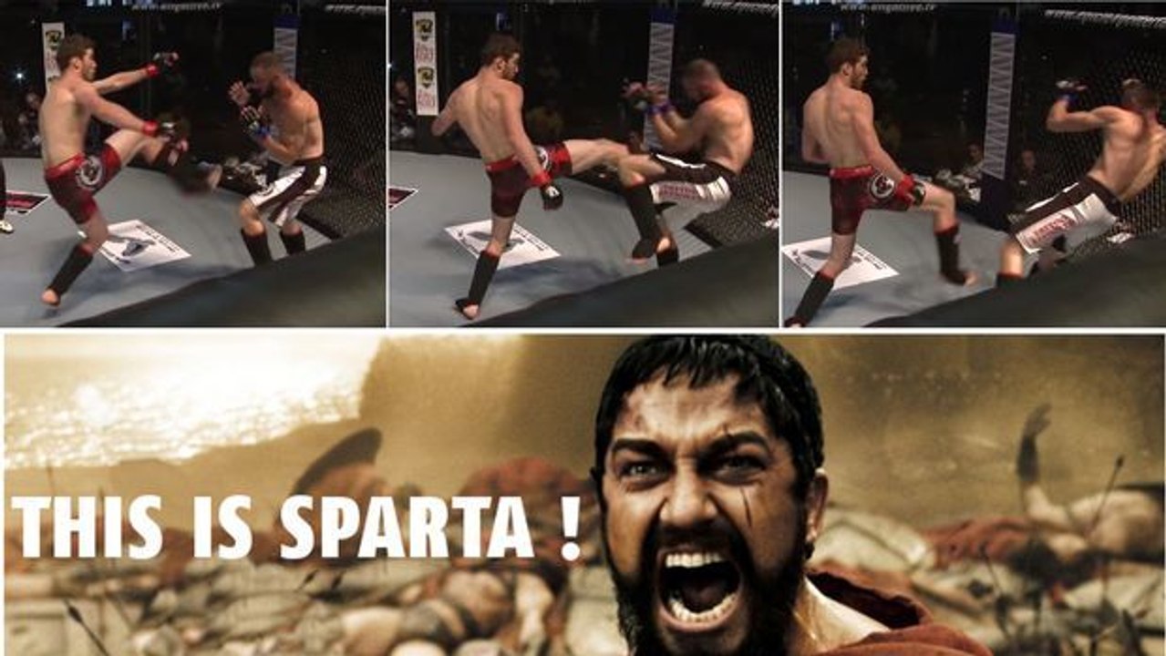 Josh Fremd vernichtet seinen Gegner mit einem „Sparta Kick“!