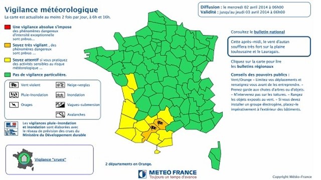 Alerte Météo France orange : la Haute-Garonne et le Tarn en vigilance vent violent