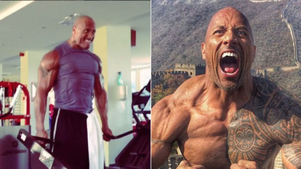 The Rock trainiert zu Musik von Eminem