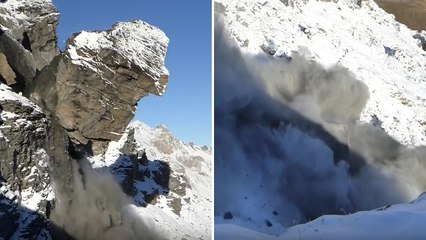 Un éboulement spectaculaire filmé dans les hauteurs d'un village suisse