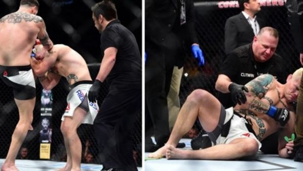 Ufc fight night 83: chris camozzi bricht joe riggs nach einer serie von kniestößen den arm