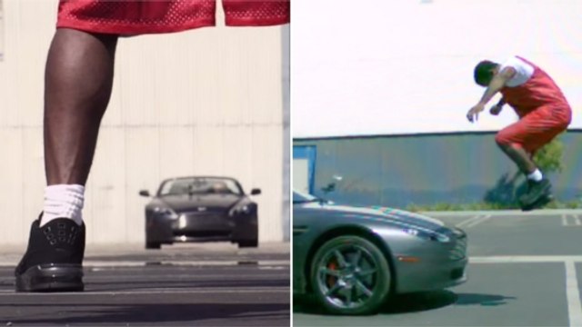 Ce cascadeur peut-il sauter par-dessus une voiture lancée à pleine vitesse ?