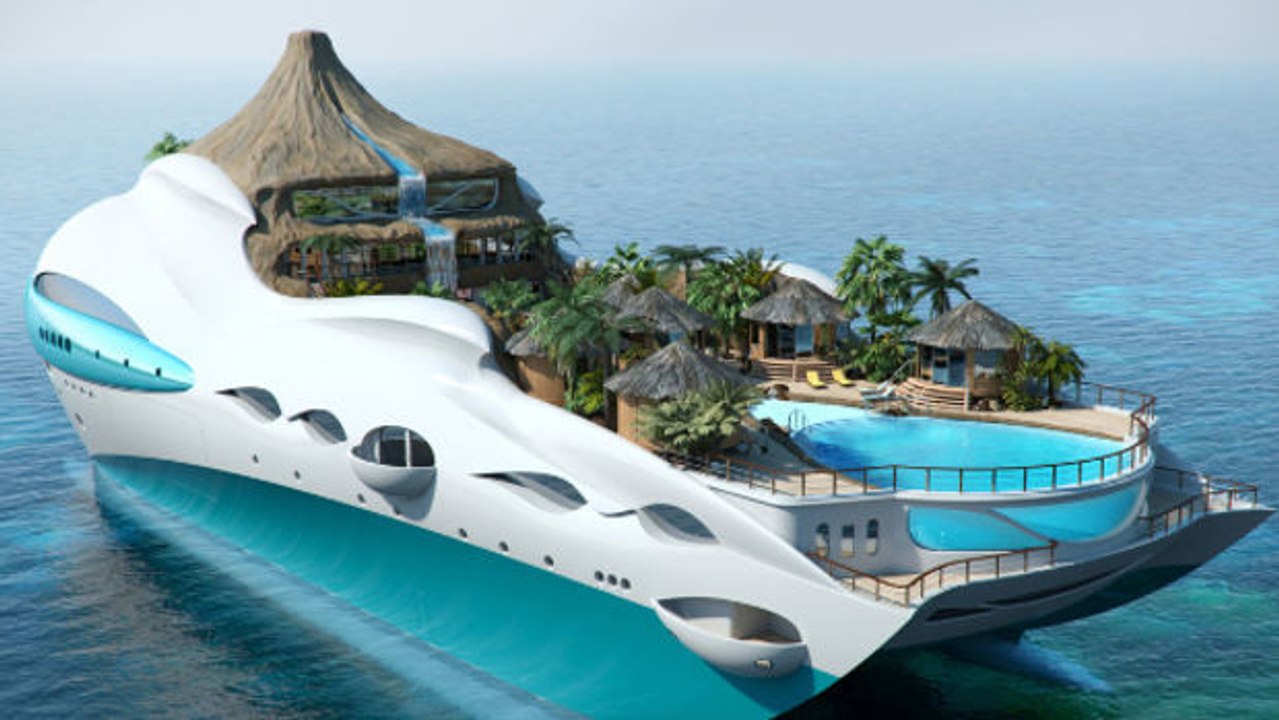 Unglaubliche Jacht wird zu einer tropischen Insel