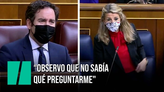 Yolanda Díaz, a Teodoro García Egea (PP): “Observo que no sabía qué preguntarme