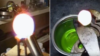 Cette boule de nickel brûlante transforme un bol de gelée de l'intérieur